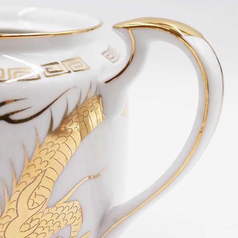 希少 手描き 九谷焼 ポット ティー コーヒー 輸出向け 白地 金龍