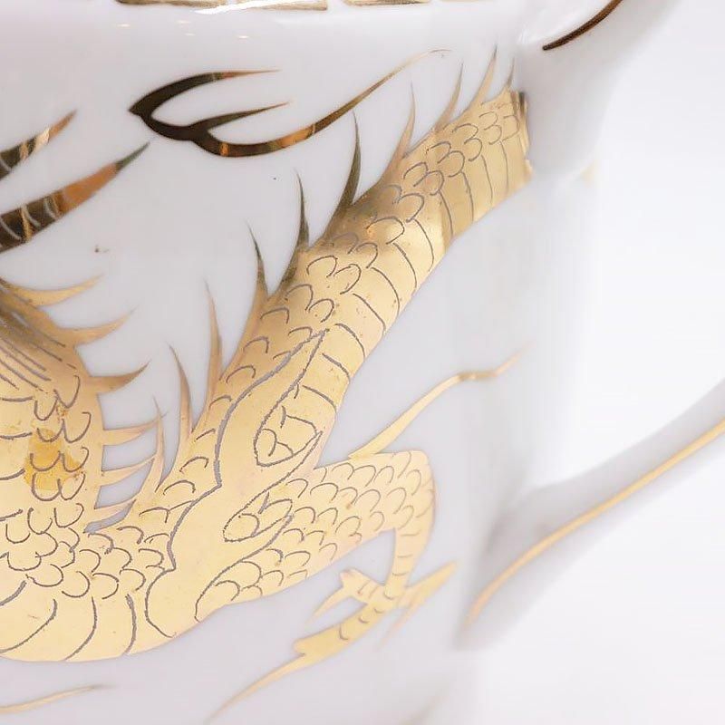希少 手描き 九谷焼 ポット ティー コーヒー 輸出向け 白地 金龍 希少 手描き 九谷焼 ポット ティー コーヒー 輸出向け 白地 金龍