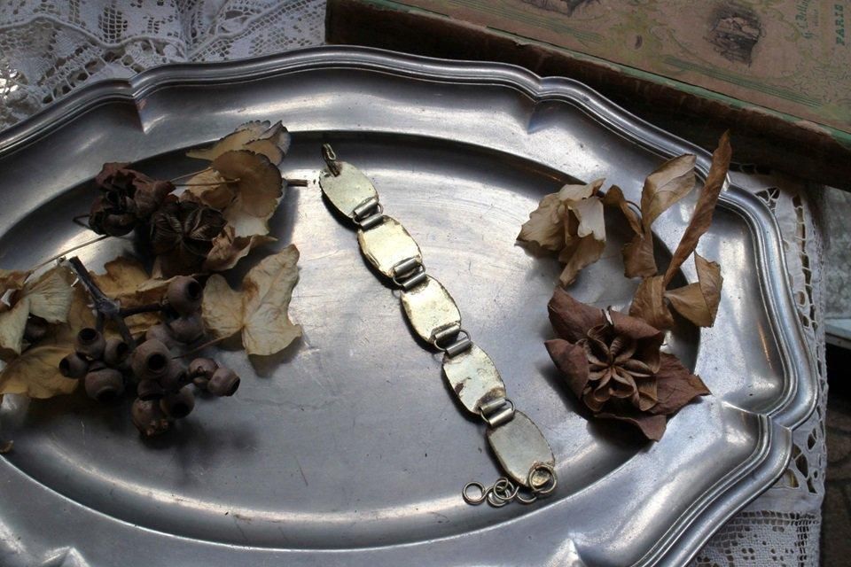 フランス製シルバー存在感のオニキスブレスレット