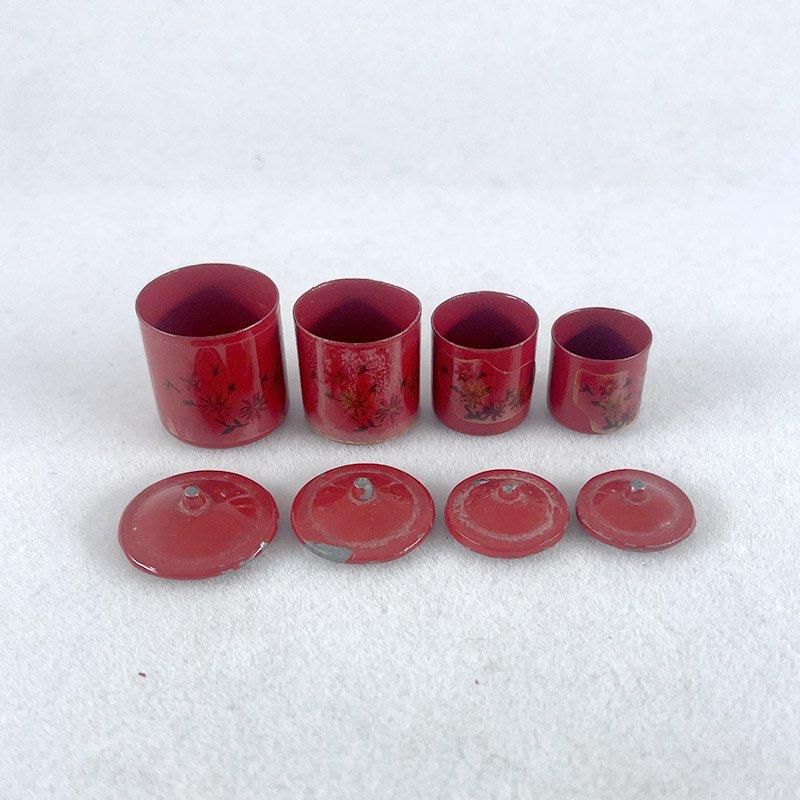 ミニチュア キッチン雑貨 キャニスター 4個セット 赤いホーロー ミニチュア キッチン雑貨 キャニスター 4個セット 赤いホーロー