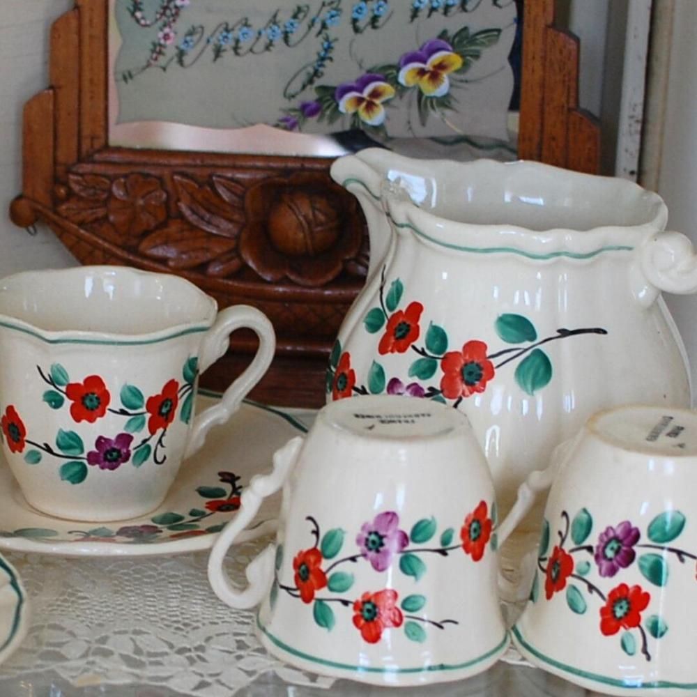 サルグミンヌ Sarreguemines カップ&ソーサー 花リム 小花柄 サルグミンヌ Sarreguemines カップ&ソーサー 花リム 小花柄