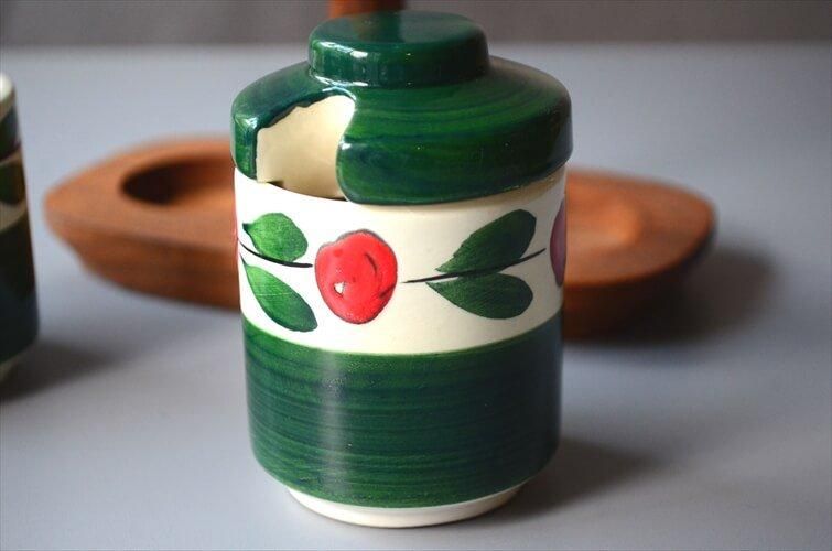 ドイツ製 チーク材 陶器 卓上調味料セット ヴィンテージ