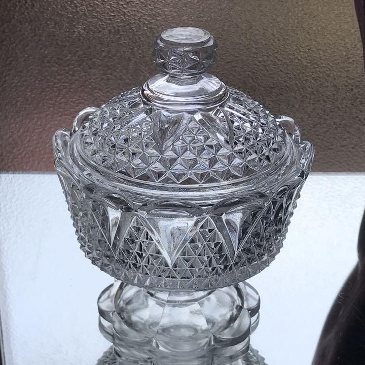 オールド サンルイ ボンボニエール★シュガーボウル 美品アンティーク クリスタル アンティークサンルイクリスタル製可愛いドラジェワール1936年以前