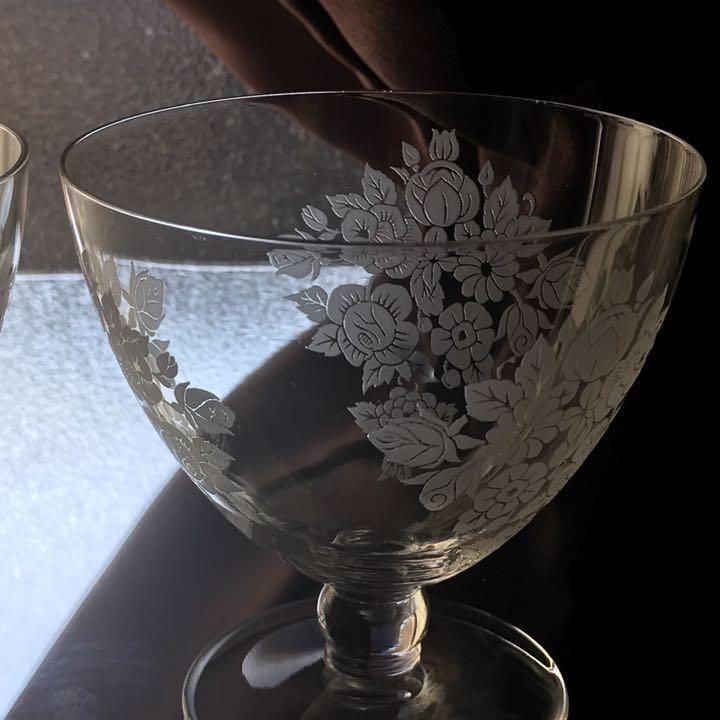 美しいオールドバカラBACCARATブーケBouquetワイングラスペア水 美しいオールドバカラBACCARATブーケBouquetワイングラスペア水