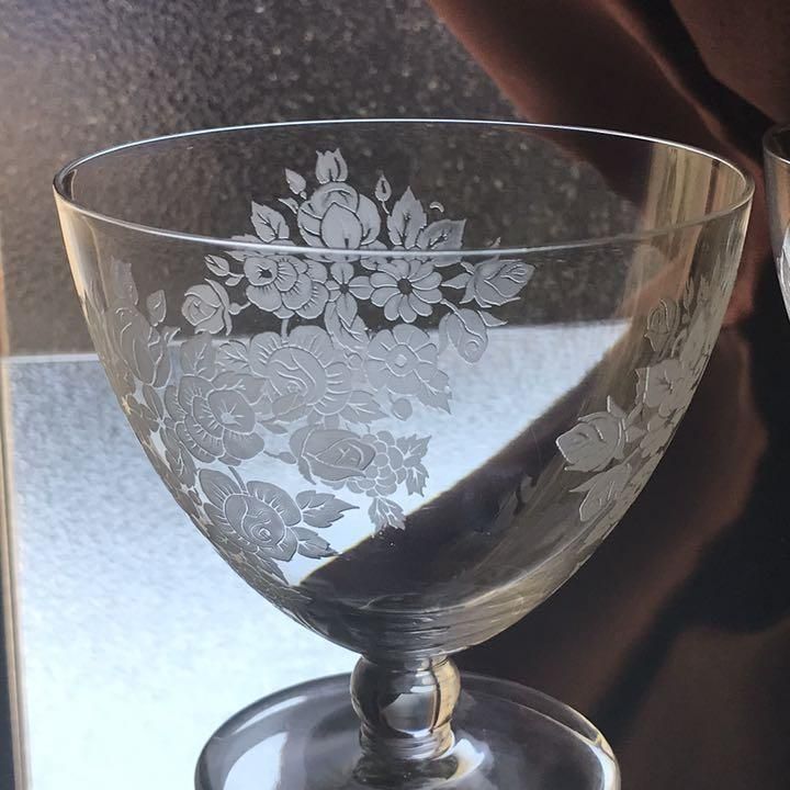 美しいオールドバカラBACCARATブーケBouquetワイングラスペア水 美しいオールドバカラBACCARATブーケBouquetワイングラスペア水