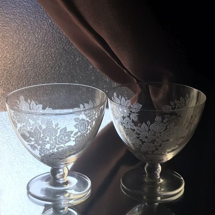 美しいオールドバカラBACCARATブーケBouquetワイングラスペア水 美しいオールドバカラBACCARATブーケBouquetワイングラスペア水