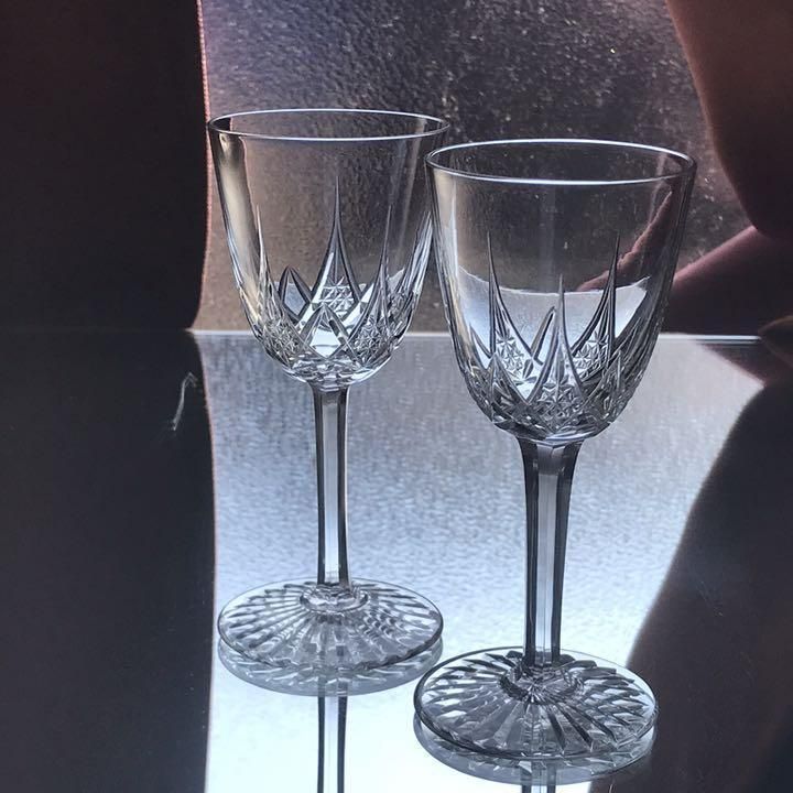 美品オールドバカラBACCARAT★フォントネ ローズ ワイングラス★ペア希少 希少オールドバカラBACCARAT☆R251/ドゥエ 金赤☆ワイングラス