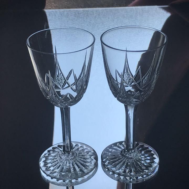 希少1920年代アンティークバカラエプロンワイングラスペア清楚な輝き