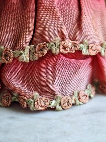 フランスアンティーク3面パーティション※ローズパニエ柄両面開ロココリボン装飾 フランスアンティーク3面パーティション※ローズパニエ柄両面開