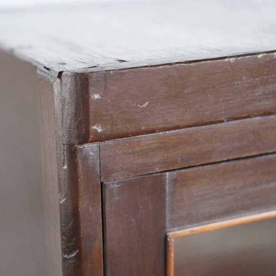 昭和初期 木製ガラス棚 四段収納 アンティーク