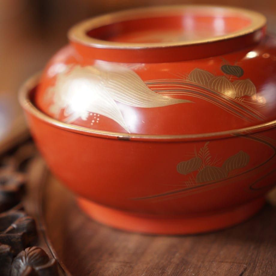 漆器椀 蓋付き 朱塗り 金蒔絵 漆器 吸物椀 金 汁椀 明治 和食器 漆器椀 蓋付き 朱塗り 金蒔絵 漆器 吸物椀 金 汁椀 明治 和食器