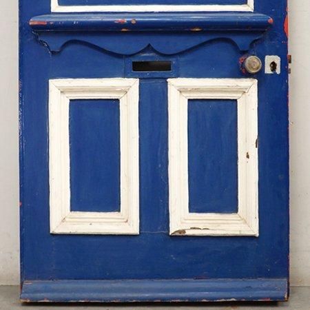 1920年代英国製パイン材ブルーのアンティークドア