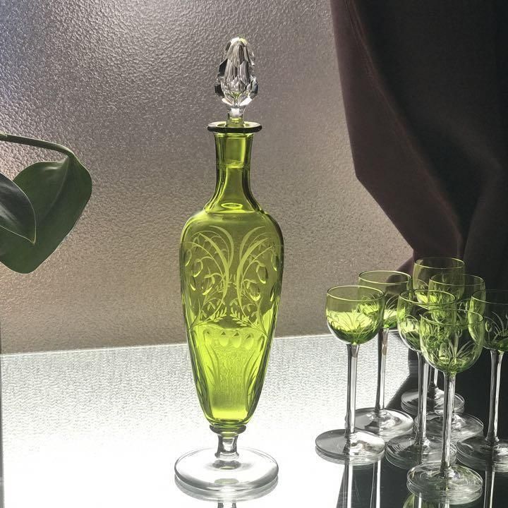 華麗なるオールド サンルイ★282 金彩★グリーン★リキュール ショットグラス アンティーク オールドサンルイ リキュールサービス オールド サンルイ