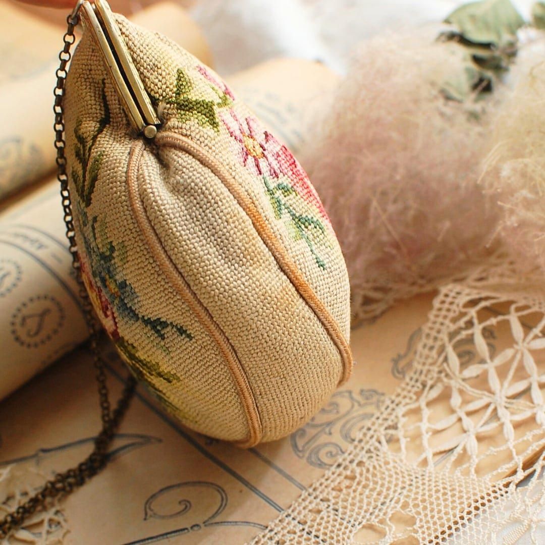 フランス直輸入！アンティークなドール用刺繍バッグ