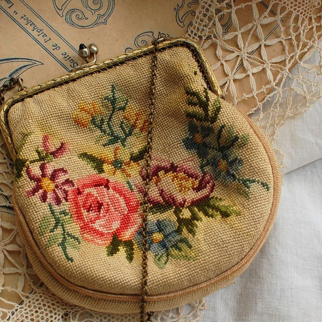 フランス直輸入！アンティークなドール用刺繍バッグ