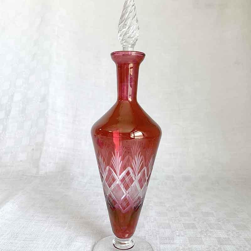 切子調ガラス花瓶 リキュールボトル ジャポニズム