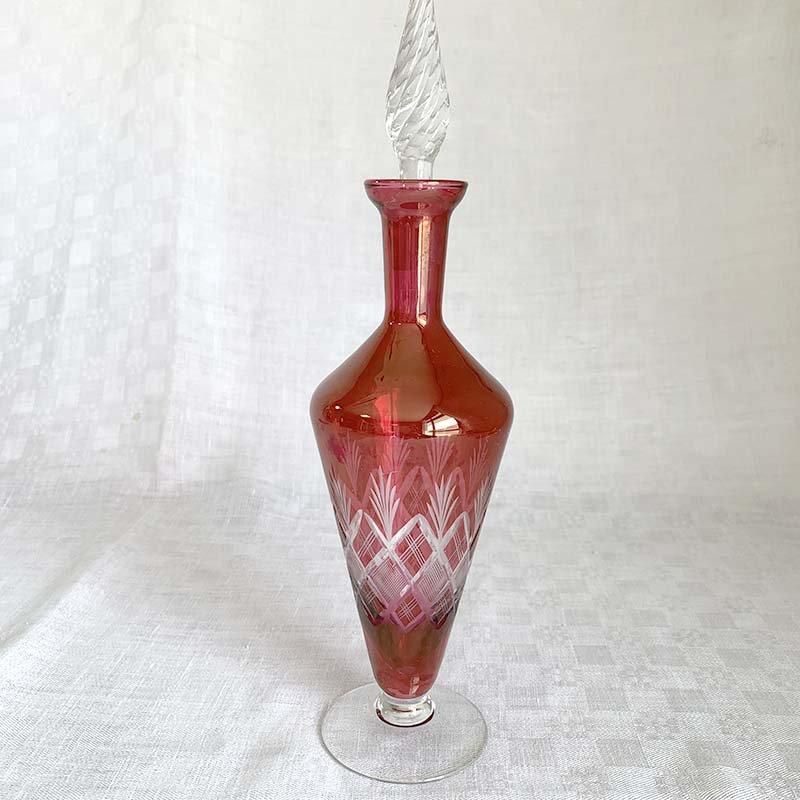 切子調ガラス花瓶 リキュールボトル ジャポニズム
