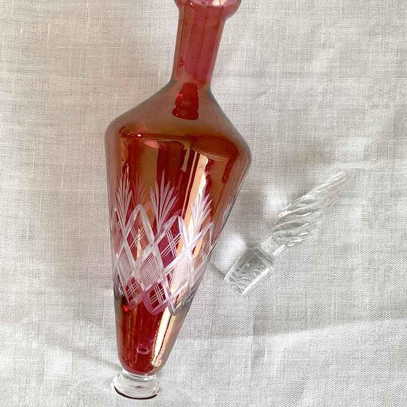 切子調ガラス花瓶 リキュールボトル ジャポニズム