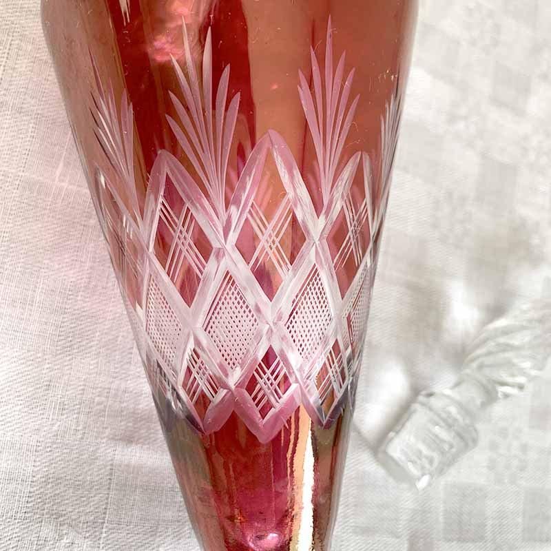 切子調ガラス花瓶 リキュールボトル ジャポニズム