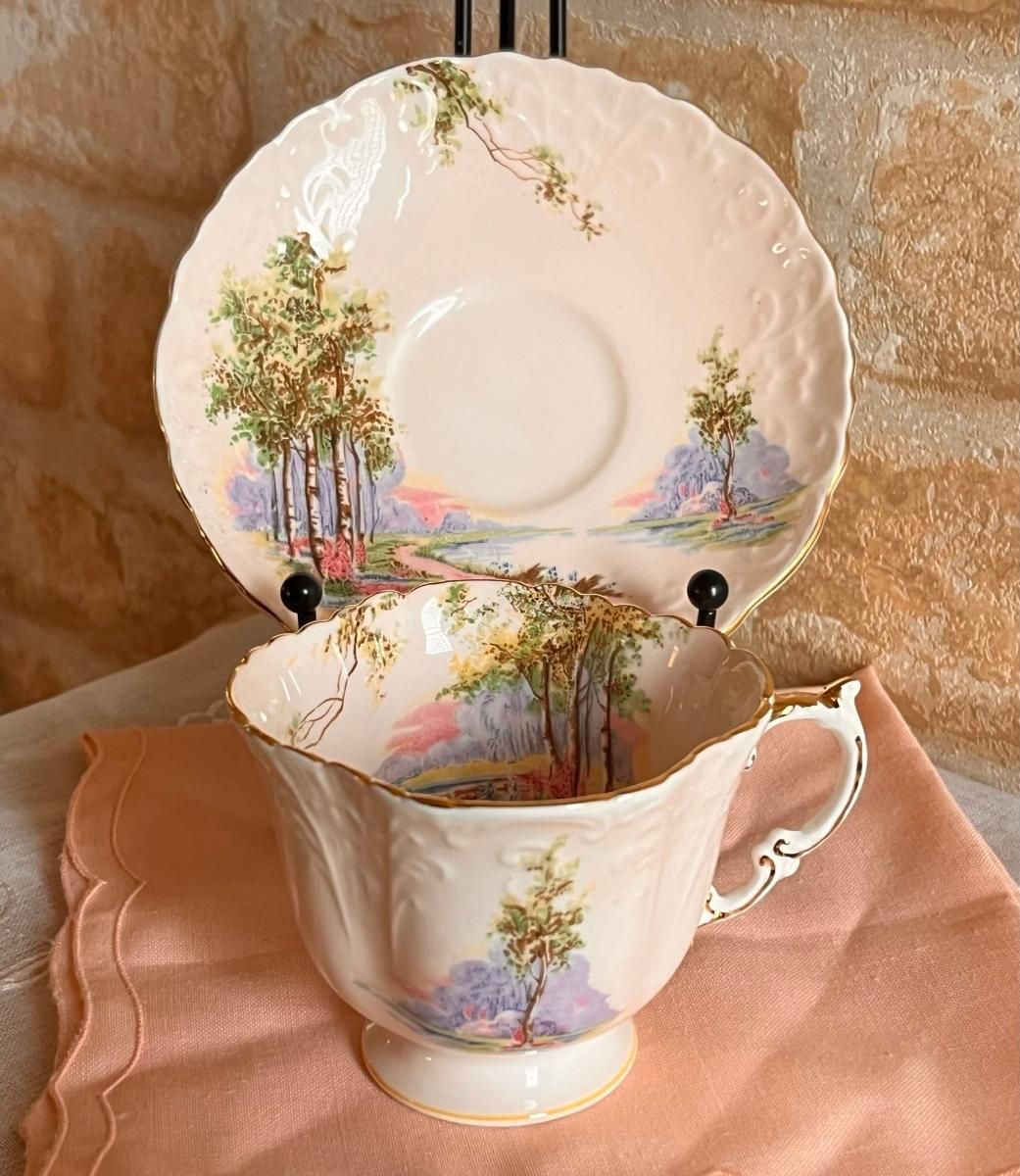 英国 エインズレイ C493-5パターン カップ&ソーサー - ANTIQUE LEAVES