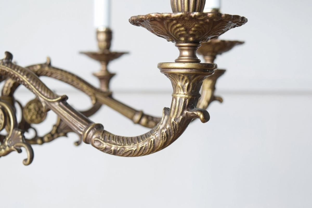フランス製真鍮シャンデリア｜1930年代重厚感ある8灯式