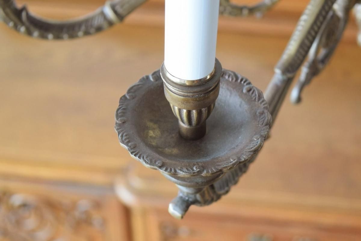 フランス製真鍮シャンデリア｜1930年代重厚感ある8灯式