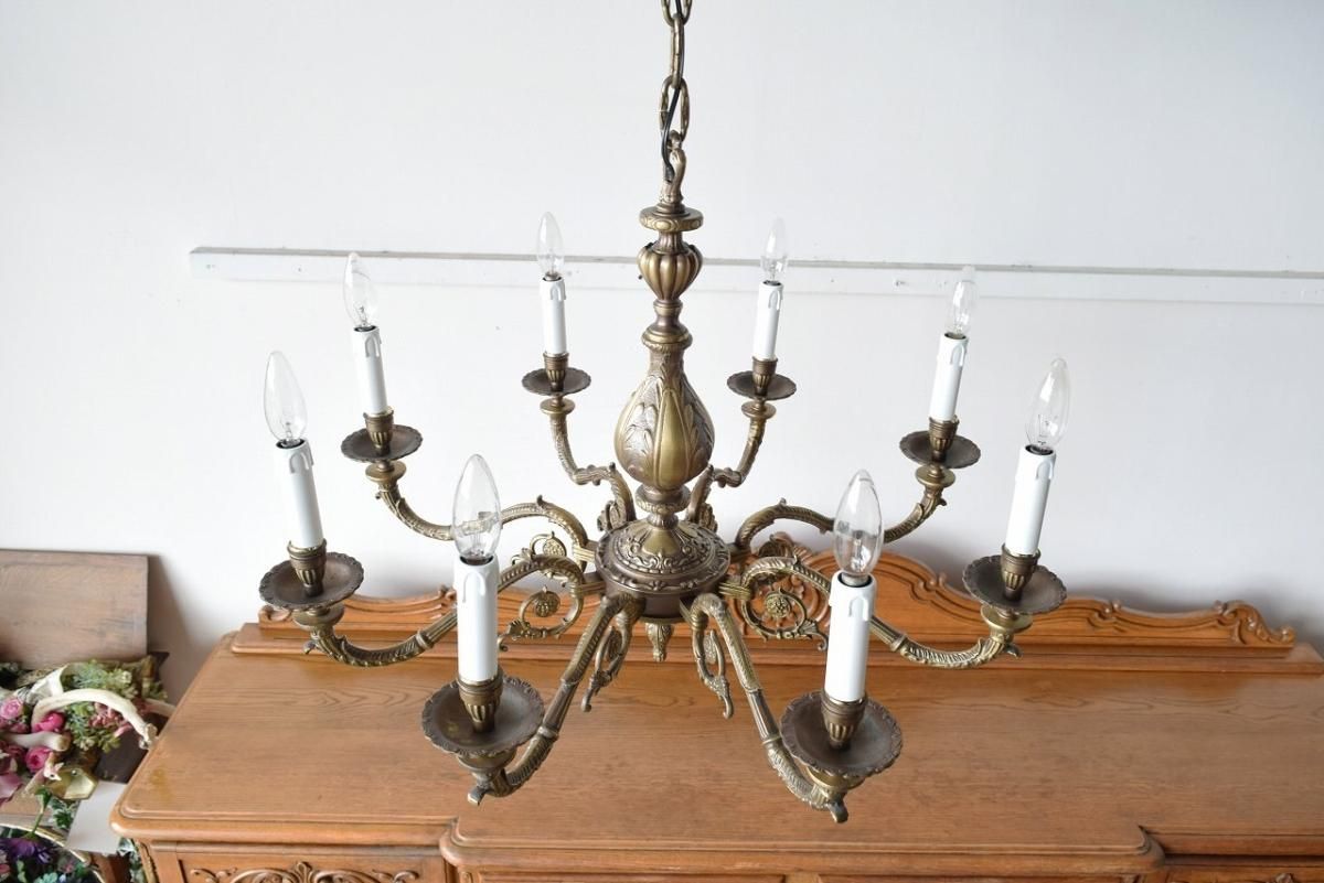 レア 郵便 シャンデリア アンティーク ビンテージ フランス製真鍮シャンデリア｜1930年代重厚感ある8灯式
