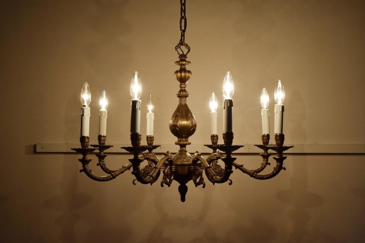 フランス製真鍮シャンデリア｜1930年代重厚感ある8灯式