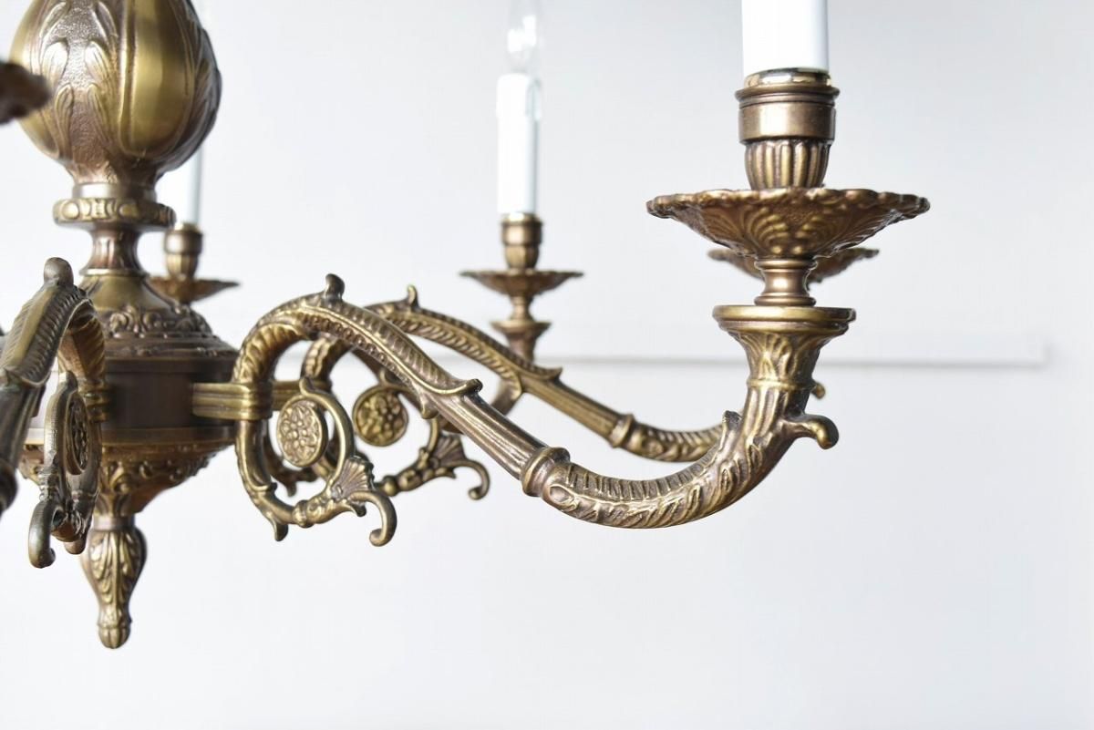 フランス製真鍮シャンデリア｜1930年代重厚感ある8灯式