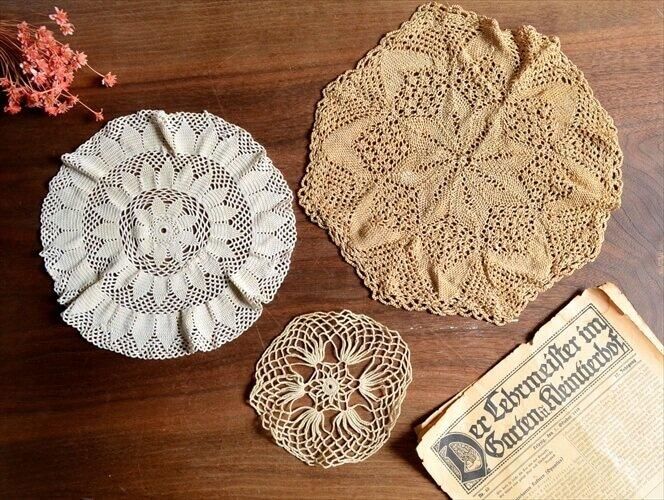 アンティーク 古いドイリー 3枚セット 刺繍レース インテリア用