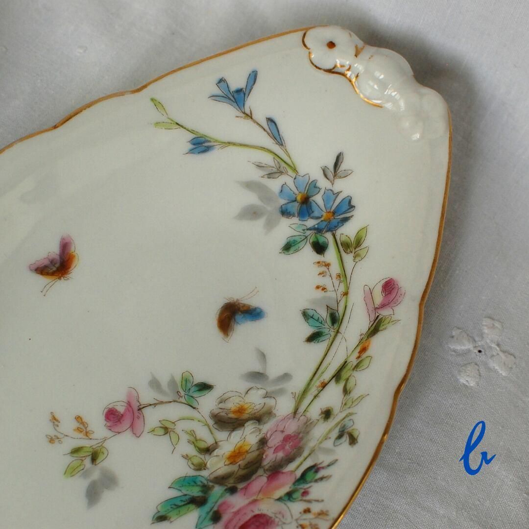 フランスアンティーク　ラヴィエ・いちご アンティーク ラヴィエ オーバル皿 フランス サルグミンヌ製 JOSE