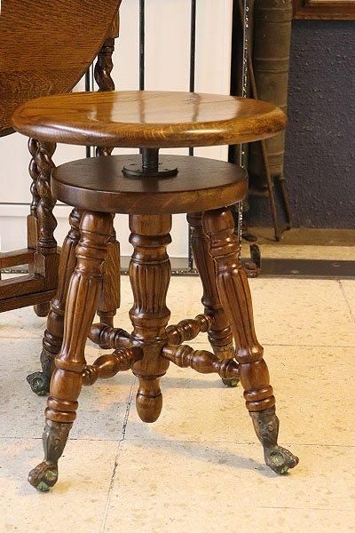 ボウルアンドクロウレッグ ピアノスツール *OAK - ANTIQUE LEAVES ボウルアンドクロウレッグ ピアノスツール *OAK - ANTIQUE LEAVES