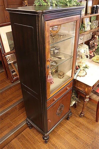 鍵付き】フレンチシャビーシック ガラスキャビネット - ANTIQUE 鍵付き】フレンチシャビーシック ガラスキャビネット - ANTIQUE