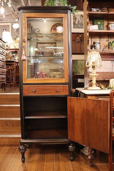 鍵付き】フレンチシャビーシック ガラスキャビネット - ANTIQUE 鍵付き】フレンチシャビーシック ガラスキャビネット - ANTIQUE