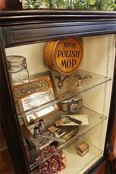 鍵付き】フレンチシャビーシック ガラスキャビネット - ANTIQUE