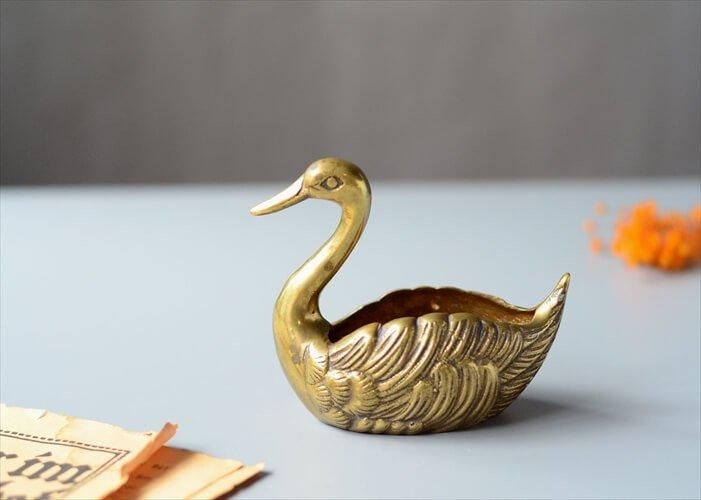 フランスから 真鍮の白鳥トレー オブジェ ブラス スワン フランスから 真鍮の白鳥トレー オブジェ ブラス スワン