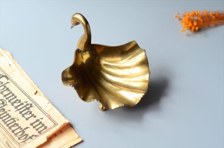 スワン 白鳥 金属 真鍮 置物 小物入れ swan アンティーク雑貨