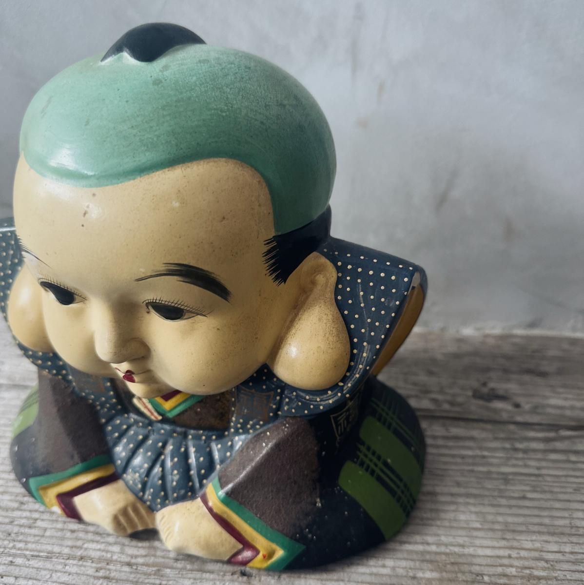 福助/貯金箱/陶器製 - ANTIQUE LEAVES 福助/貯金箱/陶器製 - ANTIQUE LEAVES