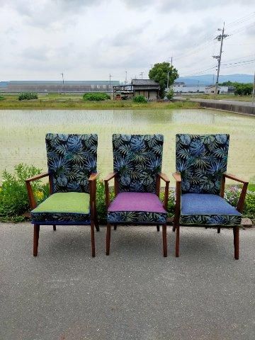 オランダ製ヴィンテージソファ、独自のモンステラ×グリーンで