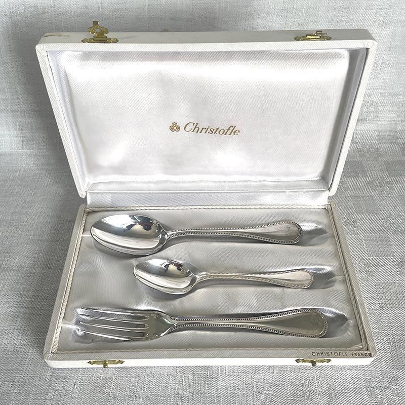 クリストフル デザート3本セット パール Christofle ケース入り クリストフル デザート3本セット パール Christofle ケース入り