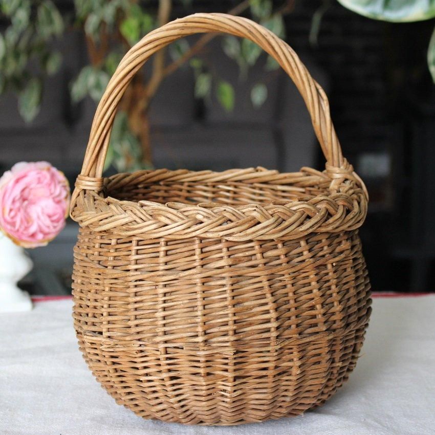 フランスブロカント雑貨 バスケット パニエ rond - ANTIQUE LEAVES フランスブロカント雑貨 バスケット パニエ rond - ANTIQUE LEAVES