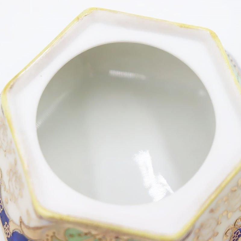 オールドノリタケ　里帰り　オクトゴナル　六角　蓋もの3点セット　金盛り オールドノリタケ 金彩と青が豪華なスナックセット トレイ
