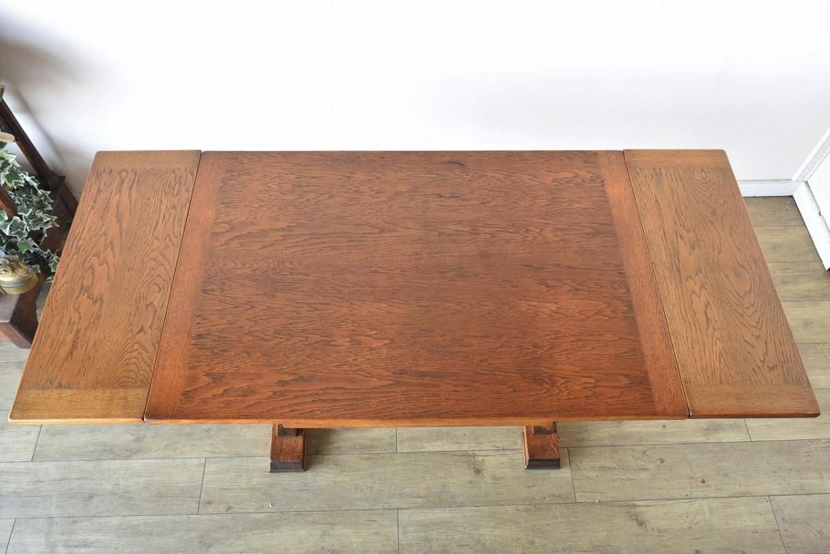 アンティーク アールデコ オーク製 ドローリーフテーブル