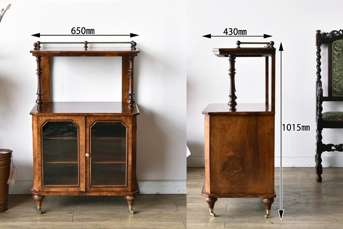 英国製バールウォルナットキャビネット｜希少な木目×1880年代