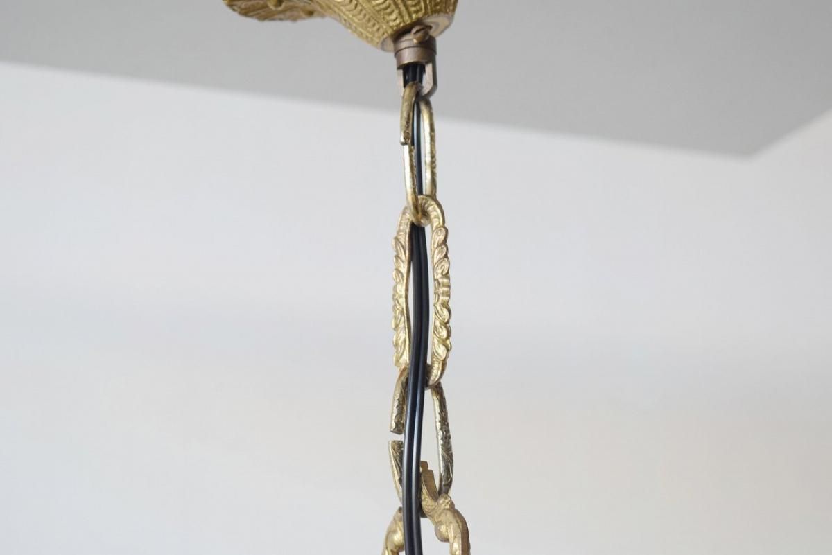 フランス製真鍮シャンデリア｜1920年代噴水デザイン×植物モチーフ