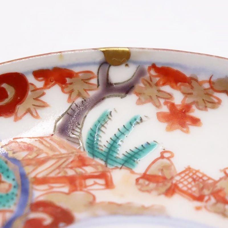 金継ぎ】手描き 色絵 小皿 取り皿 伊万里焼 明治 大正 骨董 金継ぎ】手描き 色絵 小皿 取り皿 伊万里焼 明治 大正 骨董