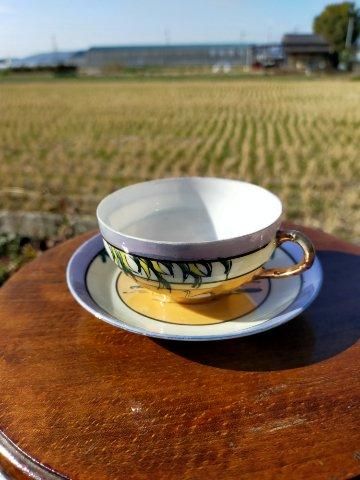 逆輸入 made in japan ラスター彩陶器 白鳥のカップ&ソーサー 逆輸入 made in japan ラスター彩陶器 白鳥のカップ&ソーサー