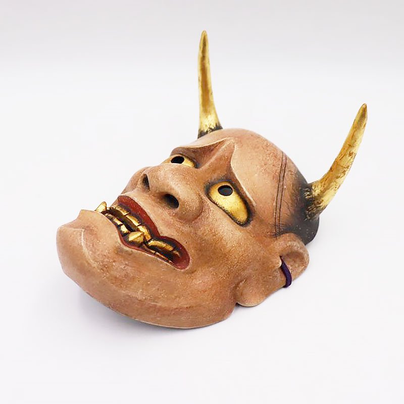 能面 お面 お能 般若 日本製 伝統芸能 伝統芸術 アート インテリア Noh mask, Japanese  antiques（伊賀国浅宇田印・阿琢？印） - ANTIQUE LEAVES