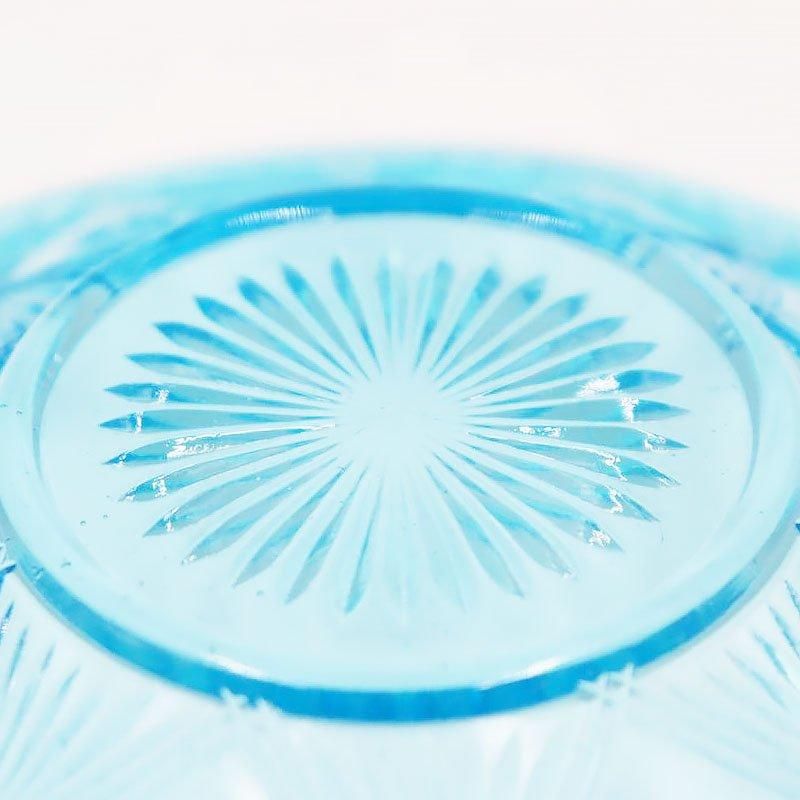 ヴィンテージ ブルー プレスガラス 小皿 デザート皿