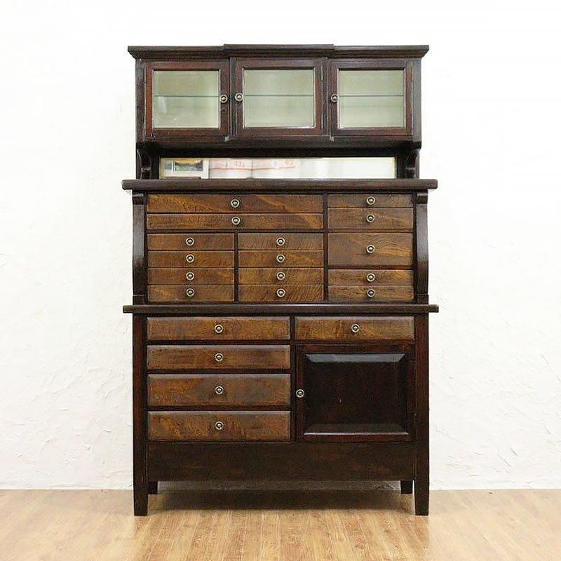 大正時代のアンティークケヤキ製デンタルキャビネット